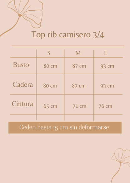 Top rib camisero 3/4